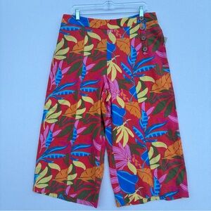 Calligraphie Linen blend Tropical Printed Pans Women’s Wide leg Size L